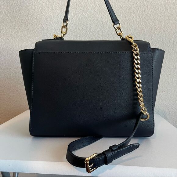 MICHAEL KORS Blue Selma Mercer Raven Bedford Chain Satchel Crossbody - Picture 8 of 13